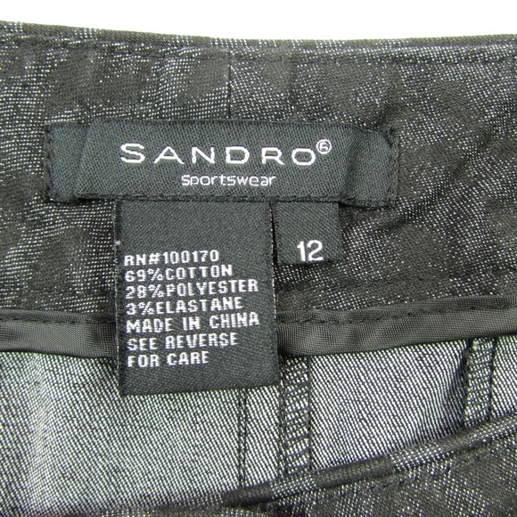 Sandro Charcoal Gray Animal Print Flared Skirt 12 - Picture 3 of 6